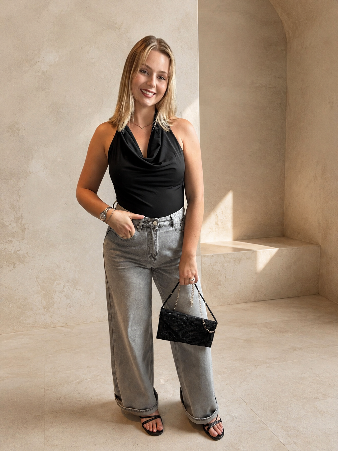 The Lea Wide Leg Jeans - Grey